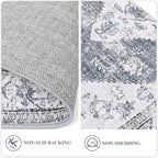 Lahome Boho Hallway Runner Rug 2x6, Washable Untra-Thin Non-Slip Kitchen Runner, Oriental Distressed Print Rug for Entryway Bathroom Laundry Room Bedroom, Grey