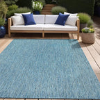 Beverly Rug Indoor Outdoor Rug 10x14, Washable Outside Carpet for Patio, Deck, Porch, Solid Modern Area Rug, Water Resistant, Aqua Blue