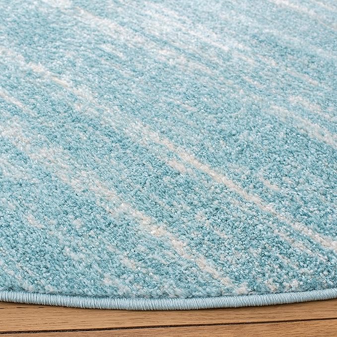 SAFAVIEH Adirondack Collection Area Rug - 5' Round, Aqua & Ivory, Modern Ombre Design, Non Shedding & Easy to Clean, Ideal for Living Room, Bedroom, Office, Dining Space (ADR113J)