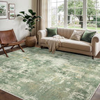 GENIMO 8x10 Area Rugs for Living Room, Machine Washable Rug Non Slip, Low Pile Ultra-Thin Lightweight Large Carpet, Abstract Modern Rugs for Bedroom, Dining Room, Office, Nursery, Olive Green