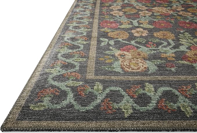 Loloi Rifle Paper Co. Rosa Collection RSA-01 Black 7'-6" x 9'-6" Area Rug