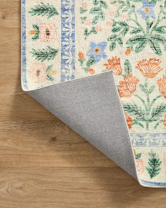 Loloi Rifle Paper Co. Eden Collection EDE-02 Mughal Garden Cream 5'-0" x 7'-6" Area Rug feat. CloudPile™