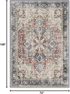RUGGABLE Washable Vintage Area Rug – Kamran Royal Blue 6x9, Stain-Resistant, Non-Slip – Medium Machine Washable Rugs for Living Room, Bedroom, Hallway, Entryway & Office–with Standard Pad