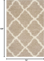 SAFAVIEH Dallas Shag Collection Area Rug - 6' x 9', Beige & Ivory, Trellis Design, Non-Shedding & Easy Care, 1.5-inch Thick Ideal for High Traffic Areas in Living Room, Bedroom (SGD257D)