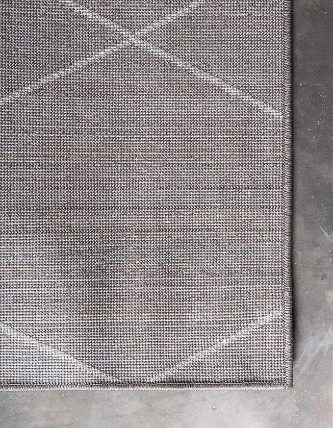 Unique Loom Trellis Frieze Collection Area Rug - Geometric (8' Square, Dark Gray/ Ivory)