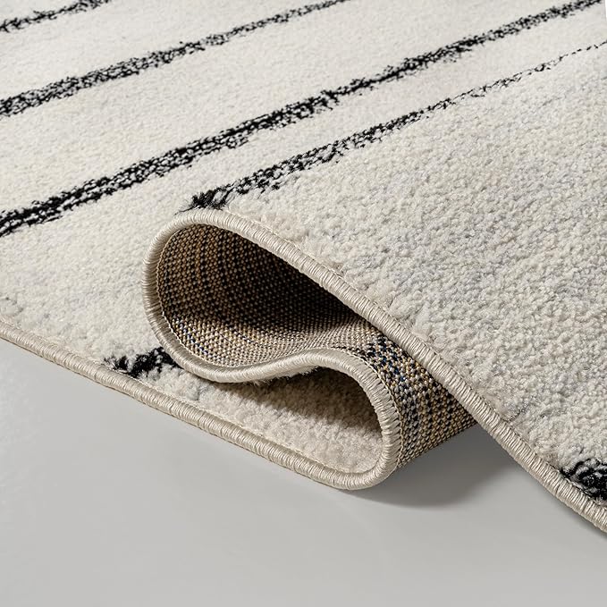 JONATHAN Y Williamsburg Minimalist Stripe Cream/Black Indoor Area Rug, 4x6, Contemporary, Modern, Easy-Cleaning for Living Room, Bedroom, Kitchen, Pet Friendly, Non-Shedding (MOH201D-4)