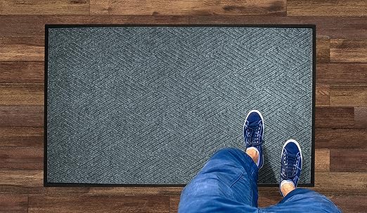 WaterHog Diamond | Commercial-Grade Entrance Mat with Rubber Border – Indoor/Outdoor, Quick Drying, Stain Resistant Door Mat (Bluestone, 3' x 12')