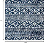 SAFAVIEH Tulum Collection Area Rug - 10' Square, Navy & Ivory, Moroccan Boho Tribal Design, Non-Shedding & Easy to Clean, Ideal for Living Room, Bedroom, Dining Space (TUL272N)