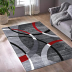 Persian-Rugs Luxe Weavers Victoria Collection 3895 Gray 7 ft x 10 ft Modern Abstract Geometric Stain Resistant Area Rug