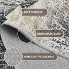 6x9 Washable Area Rugs - Modern Abstract Rugs for Living Room Non-Slip Low Pile Soft Machine Washable Carpet for Bedroom, Dining Room, Nursery, Home Office, Farmhouse (6'x9' Beige Tan)