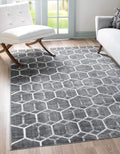 Rugs.com Lattice Trellis Collection Rug – 10' x 14' Gray Low-Pile Rug Perfect for Living Rooms, Large Dining Rooms, Open Floorplans