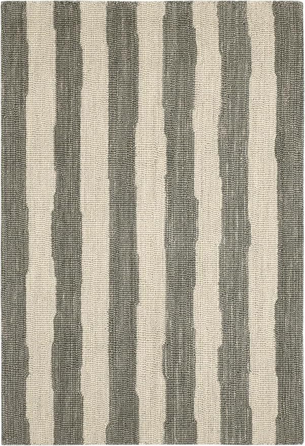 Dash & Albert Silas Stripe Grey Hand Micro Hooked Wool Rug, 9.5 X 13.5 Feet, Grey Stripe Pattern - Premium Luxury Hotel Quality Soft Breathable Hypoallergenic Machine Washable Easy Care All Season
