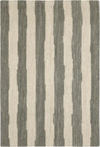 Dash & Albert Silas Stripe Grey Hand Micro Hooked Wool Rug, 9.5 X 13.5 Feet, Grey Stripe Pattern - Premium Luxury Hotel Quality Soft Breathable Hypoallergenic Machine Washable Easy Care All Season