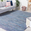 SAFAVIEH Rag Rug Collection Area Rug - 10' x 14', Purple & Multi, Handmade Boho Stripe Cotton, Ideal for High Traffic Areas in Living Room, Bedroom (RAR121D)