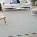 Nourison Home Courtyard Ivory Blue 8' x 10' Area Rug - Easy Clean, Non Shedding, Bed Room, Living Room, Dining Room, Kitchen (8' x 10')