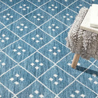 Dash & Albert Kota Indigo Machine Washable Rug, 8.5 X 11.5 Feet, Blue Geometric Pattern