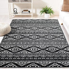 SAFAVIEH Tulum Collection Area Rug - 12' Square, Black & Ivory, Moroccan Boho Tribal Design, Non-Shedding & Easy to Clean, Ideal for Living Room, Bedroom, Dining Space (TUL272Z)