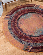 Unique Loom Estrella Collection Rustic, Distressed, Modern, Abstract Area Rug (6' 0 x 6' 0 Round, Orange/Black)