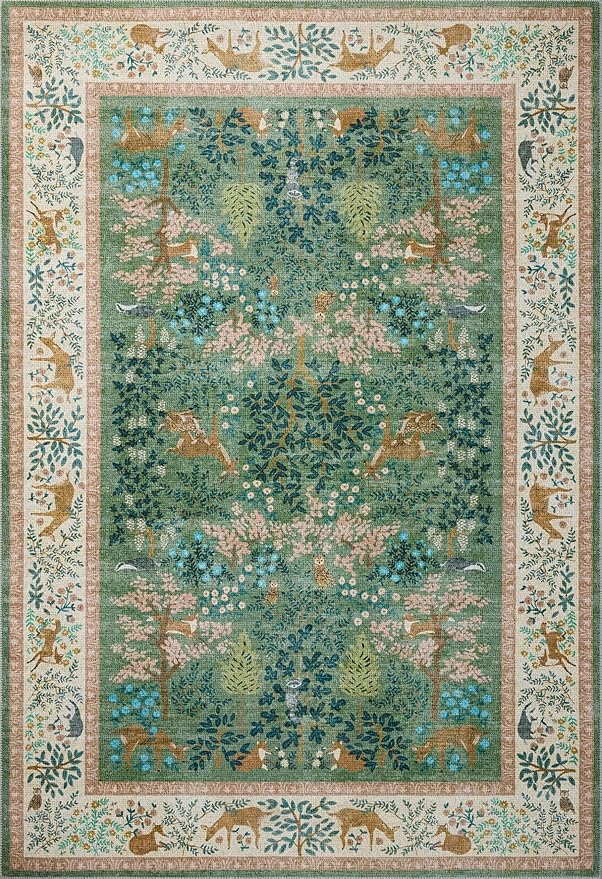 Loloi Rifle Paper Co. Canopy Collection CNP-02 Sage/Blush 7'-6" x 9'-6" Area Rug