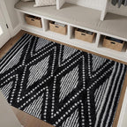Rugshop Geometric Shag Area Rug Anthracite Dark Gray and White 4' x 6' Ideal for Small Living Rooms, Offices, or Beside The Bed