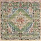 Unique Loom Isabella Collection Area Rug - Rossellini (5' 4" Square, Green/ Blue)