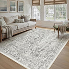 Black Area Rug 5x8 Machine Washable Vintage Living Room Distressed Non Slip Carpet Traditional Indoor Bedroom Retro Floral Accent Throw Large Rug Office Kitchen Bathroom Dining Room
