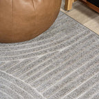 JONATHAN Y Hallie High-Low Curve Gray/Ivory Indoor/Outdoor Area Rug, 9x12, Minimalist, Pet Friendly, Non-Shedding, Stain Resistant, Hose-Washable for Backyard, Patio, Porch (SCN100A-9)