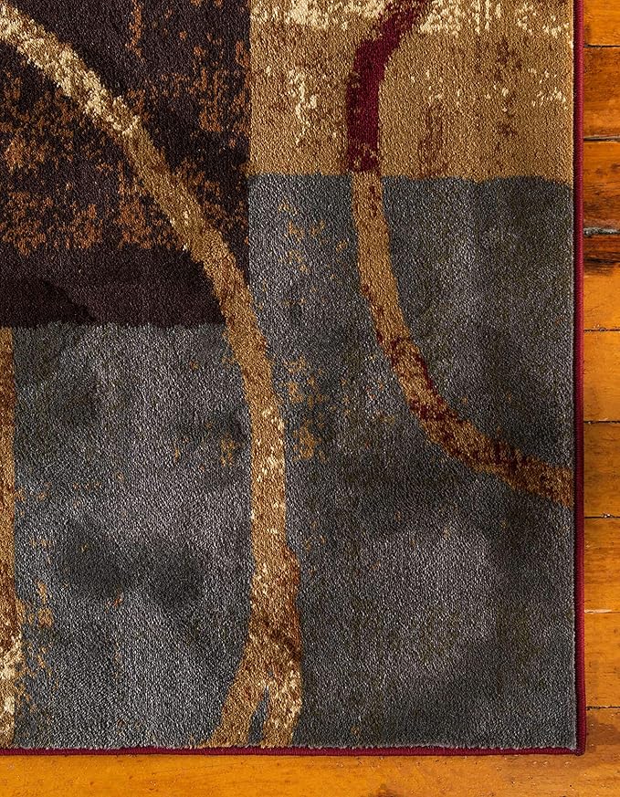 Unique Loom Barista Collection Area Rug - Kouillou (6' 1" x 9' Rectangle, Multi/ Brown)