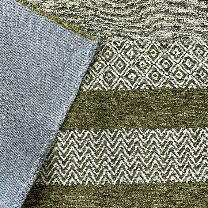 Alfa Rich 7x10 Green Washable Area Rugs for Living Room Bedroom Kitchen Dining Cotton Rug