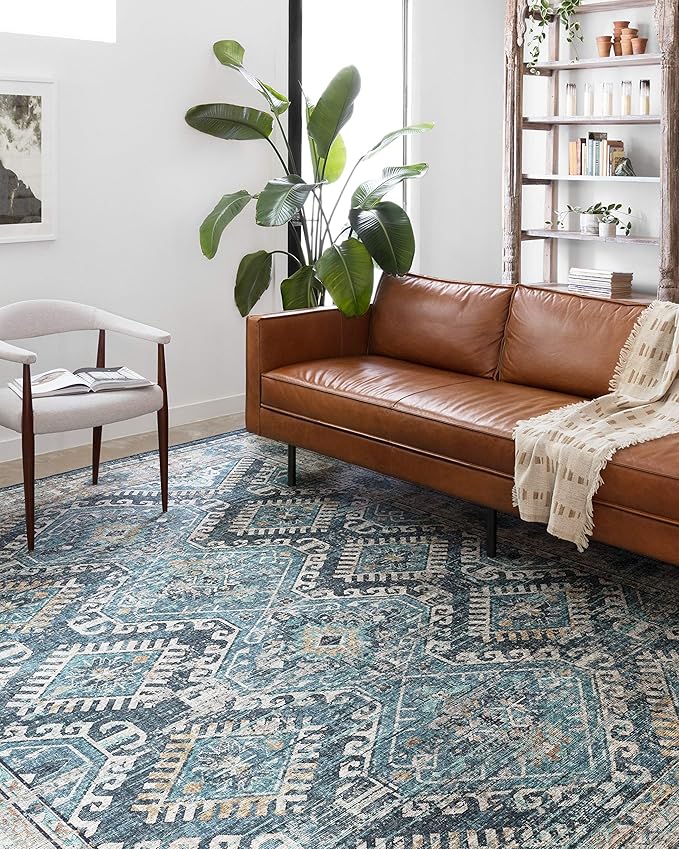 Loloi Skye Collection SKY-03 Denim/Natural 6'-0" x 6'-0" Round Area Rug