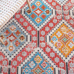 SAFAVIEH Madison Collection Area Rug - 9' x 12', Rust & Pink, Boho Diamond Distressed Design, Non-Shedding & Easy Care, Ideal for High Traffic Areas in Living Room, Bedroom (MAD418Q)
