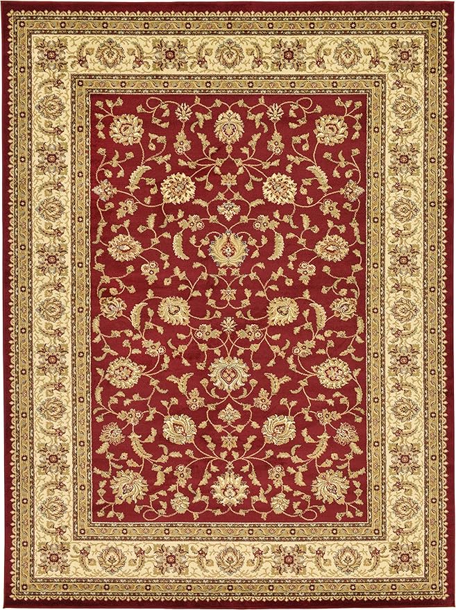 Unique Loom Voyage Collection Traditional Oriental Classic Intricate Design Area Rug (9' 0 x 12' 0 Rectangular, Red/Gold)
