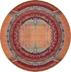 Unique Loom Estrella Collection Rustic, Distressed, Modern, Abstract Area Rug (8' 0 x 8' 0 Round, Orange/Black)
