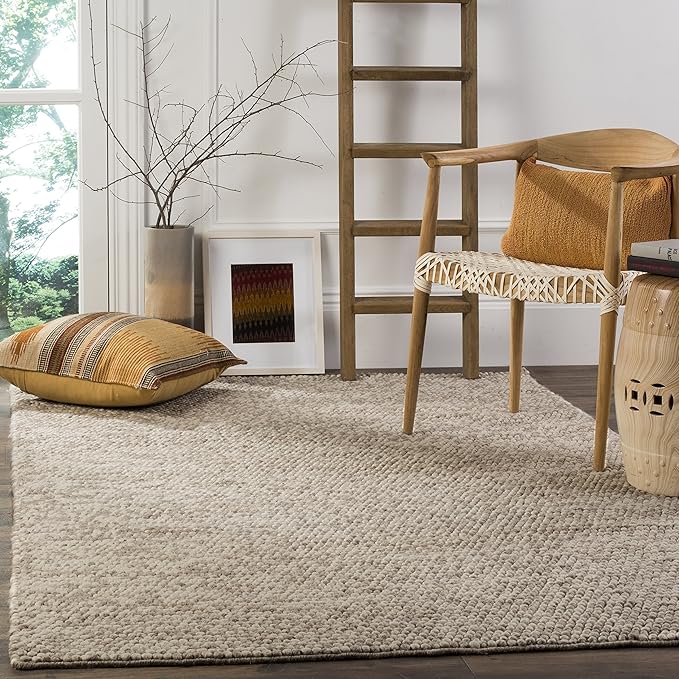 SAFAVIEH Area Rug 5x8 - Natura Collection - Beige, Handmade Wool Blend, Textured Design, Ideal for Living Room, Bedroom, Dining Space (NAT620B)