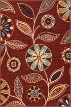 Maples Rugs Reggie Floral Area Rug - Made in USA - Washable, Non Slip, Pet-Friendly Mats for Living Room, Bedroom, and Office, 3'4 x 5, Merlot