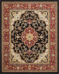 Well Woven Barclay Collection Medallion Kashan Black 6x9 Area Rug - for Living Room, Bedroom, and Dining Room