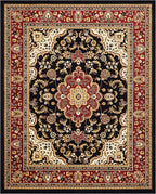 Well Woven Barclay Collection Medallion Kashan Black 6x9 Area Rug - for Living Room, Bedroom, and Dining Room