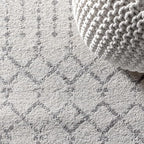 JONATHAN Y Boho Vintage Diamond Cream/Gray Round Area Rug 3 ft, Moroccan Hype for Living Room, Bedroom, Kitchen, Office, Easy-Cleaning, High Traffic, Pet-Friendly, Non-Shedding (MOH101B-3R)