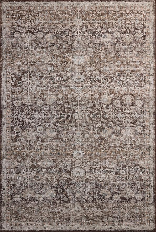 Loloi Amber Lewis Josie Collection JOS-02 Earth/Natural 2'-6" x 7'-6", .13" Pile Height, Low Profile, Machine Washable, Runner Rug