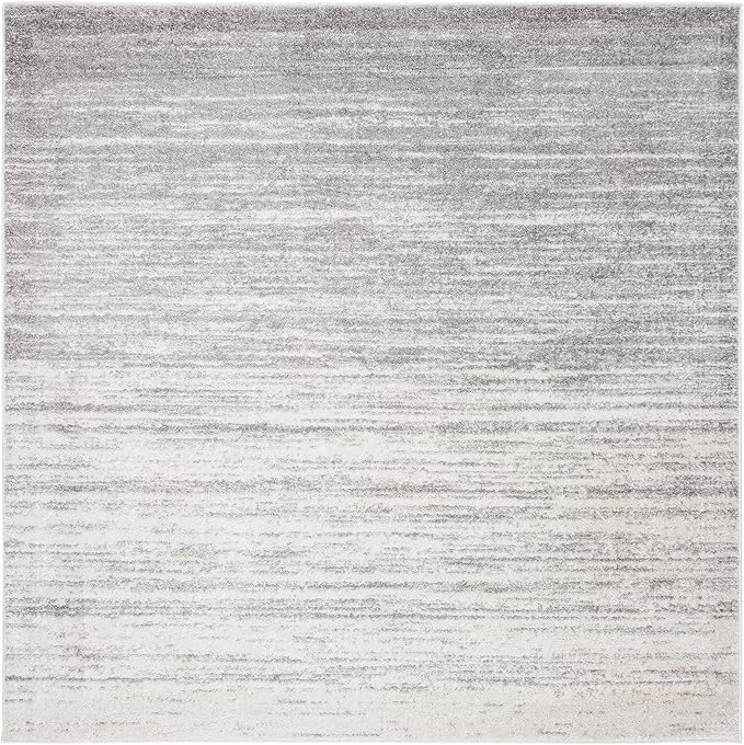 SAFAVIEH Adirondack Collection Area Rug - 12' Square, Ivory & Silver, Modern Ombre Design, Non Shedding & Easy to Clean, Ideal for Living Room, Bedroom, Office, Dining Space (ADR113B)