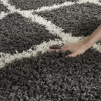 SAFAVIEH Dallas Shag Collection Area Rug - 10' x 14', Dark Grey & Ivory, Trellis Design, Non-Shedding & Easy Care, 1.5-inch Thick Ideal for High Traffic Areas in Living Room, Bedroom (SGD257A)