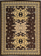 Unique Loom Taftan Collection Border Geometric Tribal Inspired Design Area Rug (9' 10 x 13' 0 Rectangular, Brown/ Tan)