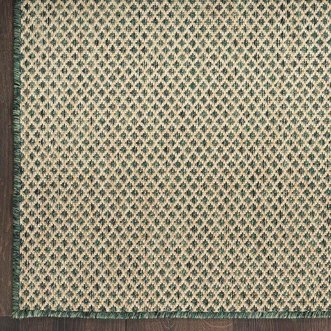 Nourison Home Courtyard Green 3' x 5' Area Rug - Easy Clean, Non Shedding, Bed Room, Living Room, Dining Room, Kitchen (3' x 5')