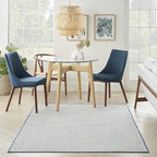 Nourison Home Courtyard Ivory Blue 6' x 9' Area Rug - Easy Clean, Non Shedding, Bed Room, Living Room, Dining Room, Kitchen (6' x 9')