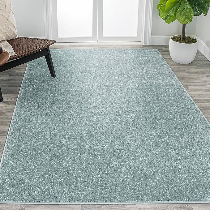Eyely UES100S-4 Supersoft Haze Solid Low-Pile Indoor Area Rug Casual;Contemporary;Solid;Traditional, Bedroom, Kitchen, Living Room, Easy-Cleaning, Non-Shedding, 4 X 6, Light Blue