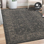 FH Home Outdoor Rug - Waterproof Easy to Clean Stain Resistant - Patio Indoor Outdoor Porch Deck Balcony Entryway - Vintage Distressed - Antalya - Gray - 5ft 2in x 7ft 6in