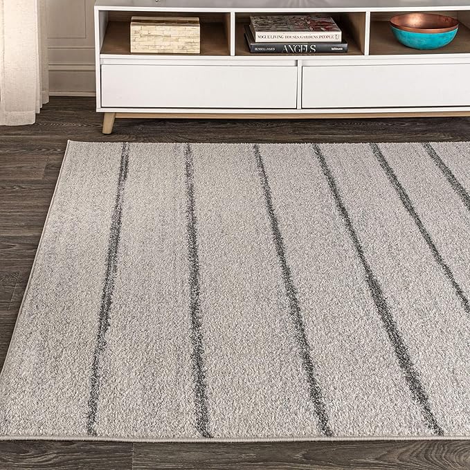 JONATHAN Y Williamsburg Minimalist Stripe Cream/Gray Indoor Area Rug, 3x5, Contemporary, Modern, Easy-Cleaning for Living Room, Bedroom, Kitchen, Pet Friendly, Non-Shedding (MOH201A-3)