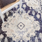 SAFAVIEH Monaco Collection Runner Rug - 2'2" x 8', Ivory & Navy, Boho Chic Medallion Distressed Design, Non-Shedding & Easy Care, Ideal for High Traffic Areas in Living Room, Bedroom (MNC243C)