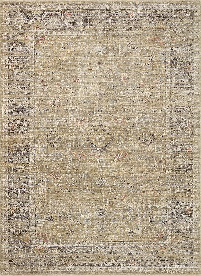 Loloi Magnolia Home by Joanna Gaines Millie Collection MIE-03 Gold/Charcoal 2'-7" x 14', .25" Pile Height, Runner Rug