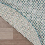 Nourison Home Courtyard Ivory Aqua 8' x Round Area Rug - Easy Clean, Non Shedding, Bed Room, Living Room, Dining Room, Kitchen (8' x Round)